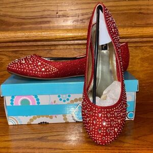 Anna Glittering Red Rhinestone Flats